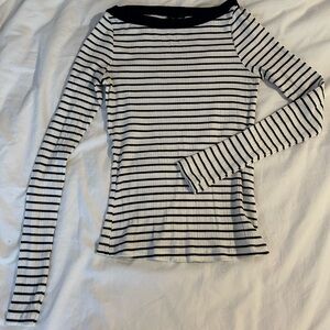 Dynamite Striped navy and White Long Sleeve Top